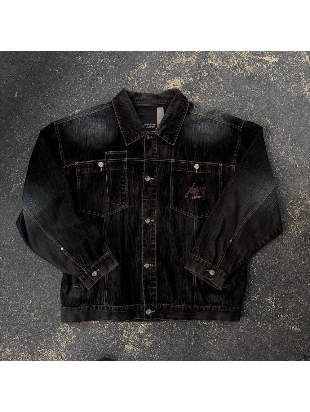 Vintage 90s Johnny Blaze Soft Suede baggy Denim Jacket